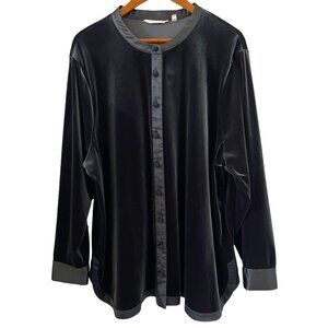 Soft Surroundings Velvet Button Front Shirt In Black Size 3X